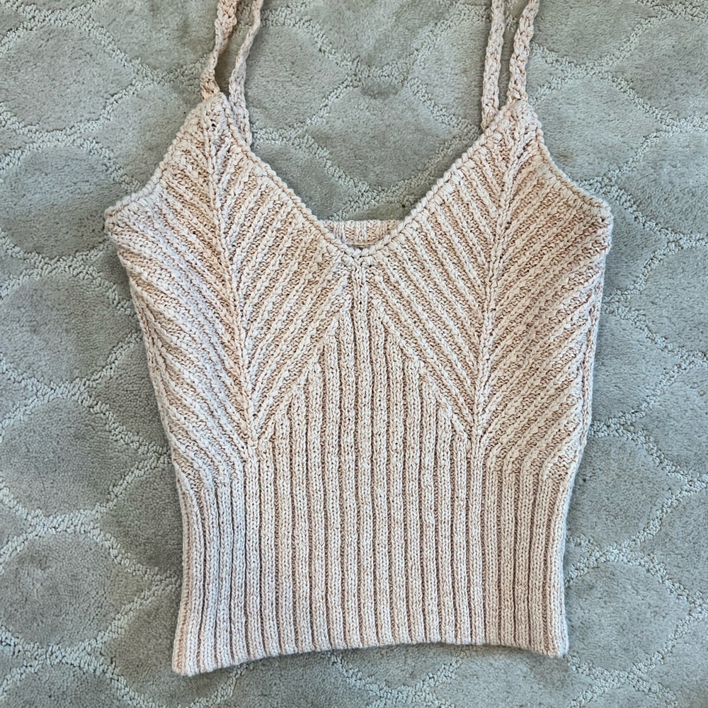 J. Crew Cream Ribbed V Neck Sweater Tank